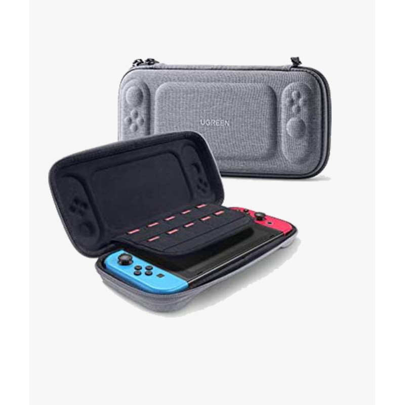 UGREEN Carry Case compatible for Nintendo Switch Storage Handle Cover Bag for NS, Ultra Slim Hard Shell with 10 Game Slots, Protective Portable Bag for Switch, with Military Level Protection - Gray